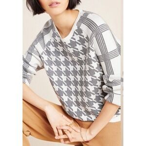 Anthropologie Bailey Pullover Size‎ Small Black White Sweatshirt Relaxed Fit